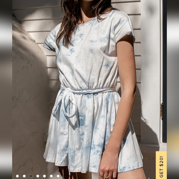 Lulus On A Road Trip Blue Tie-Dye Short Sleeve Romper Active Oversized Casual XL - Picture 3 of 14